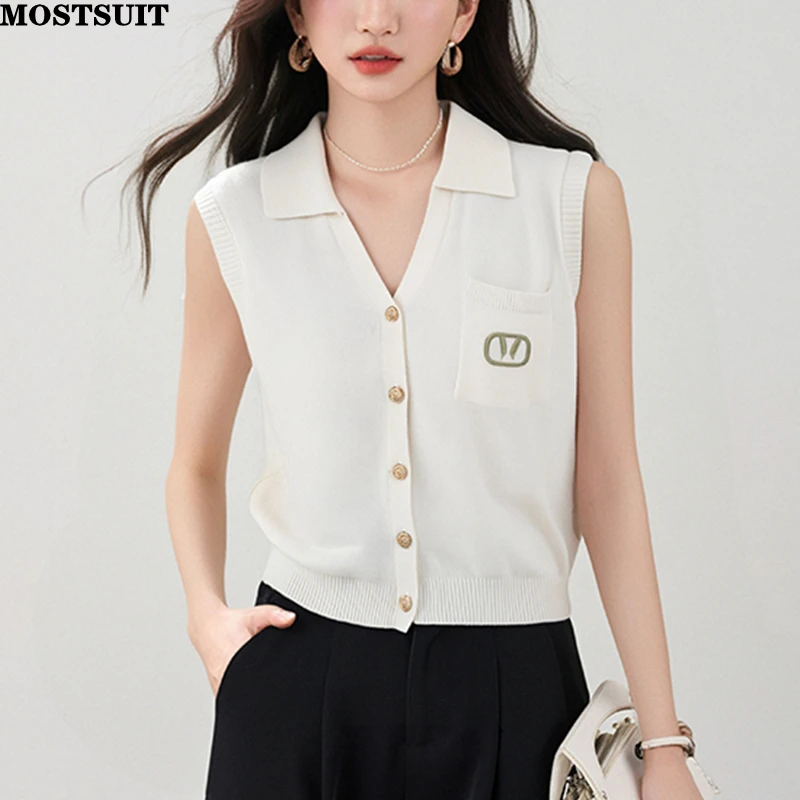 

Лето 2025 г., вязаный свитер, жилеты, женские топы без рукавов с v-образным вырезом, футболки, трикотаж, стильные шикарные элегантные винтажные модные женские джемперы