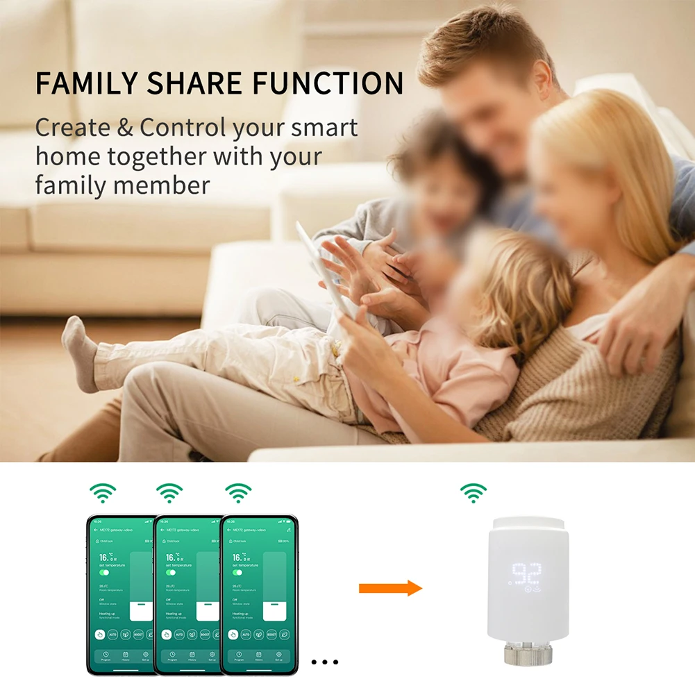Programmable Valve for Smart Thermostat Comfortable Living ABS APP Controlled Anti-scale Function Five Working Modes