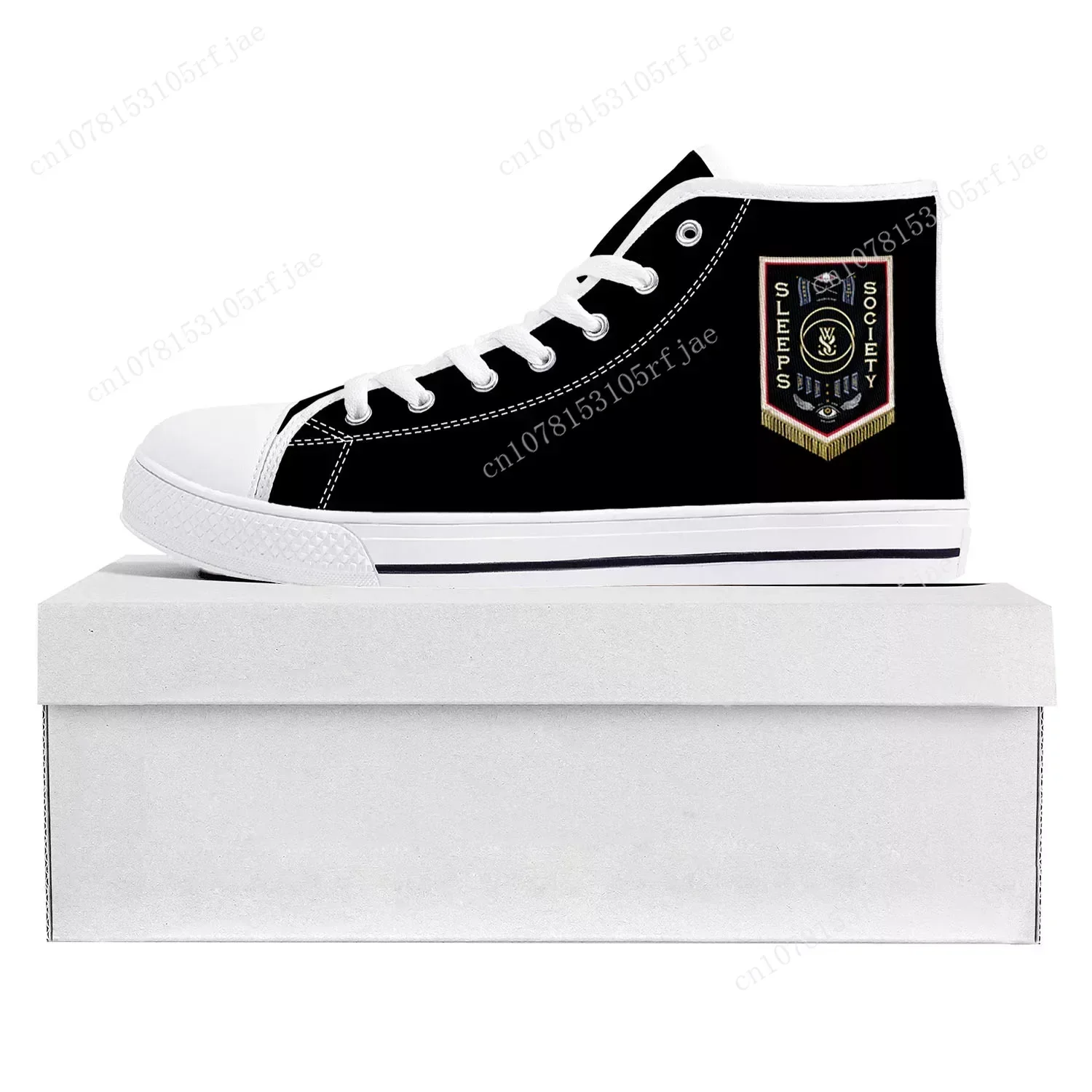 While She Sleeps Metalcore Band High Top High Quality Sneakers Mens Womens Teenager Canvas Sneaker Couple Shoe Custom Shoe White