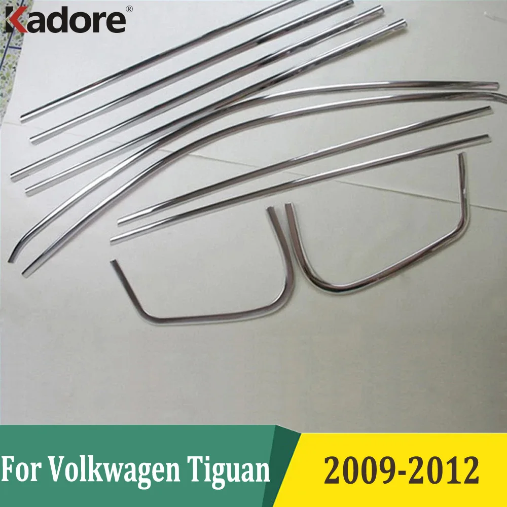 Window Decoration Frame Trim For Volkwagen VW TIGUAN 2009-2012 Stainless steel Full Set Car Window Sills 10PCS/SET