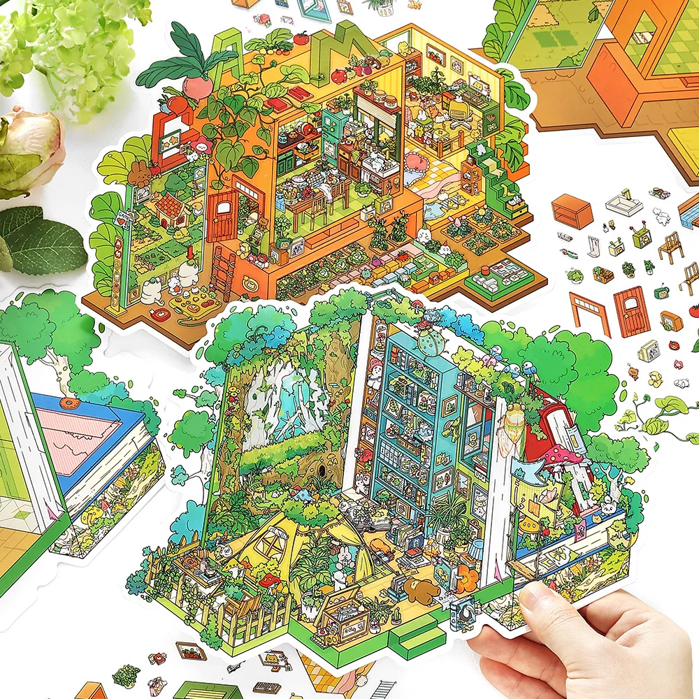 Kawaii Secret Cabin 3D استكشف العالم السري للمناظر الطبيعية DIY Pocket Cabin Scene هدايا عيد الميلاد ﻿