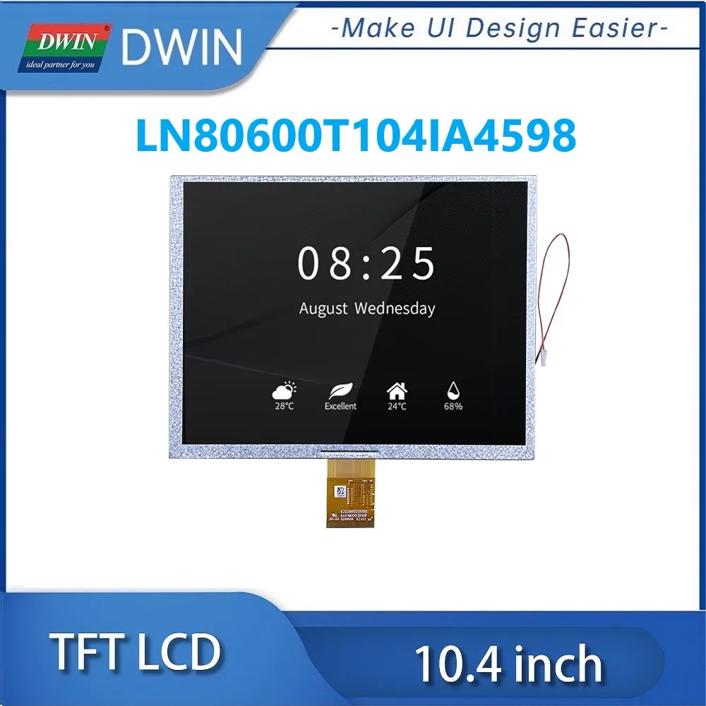 

DWIN 10.4 Inch 800x600 450nit RGB 60PIN HX8677/HX8264 Driver IC TN TFT LCD Display With Resistive Touch LN80600T104IA4598