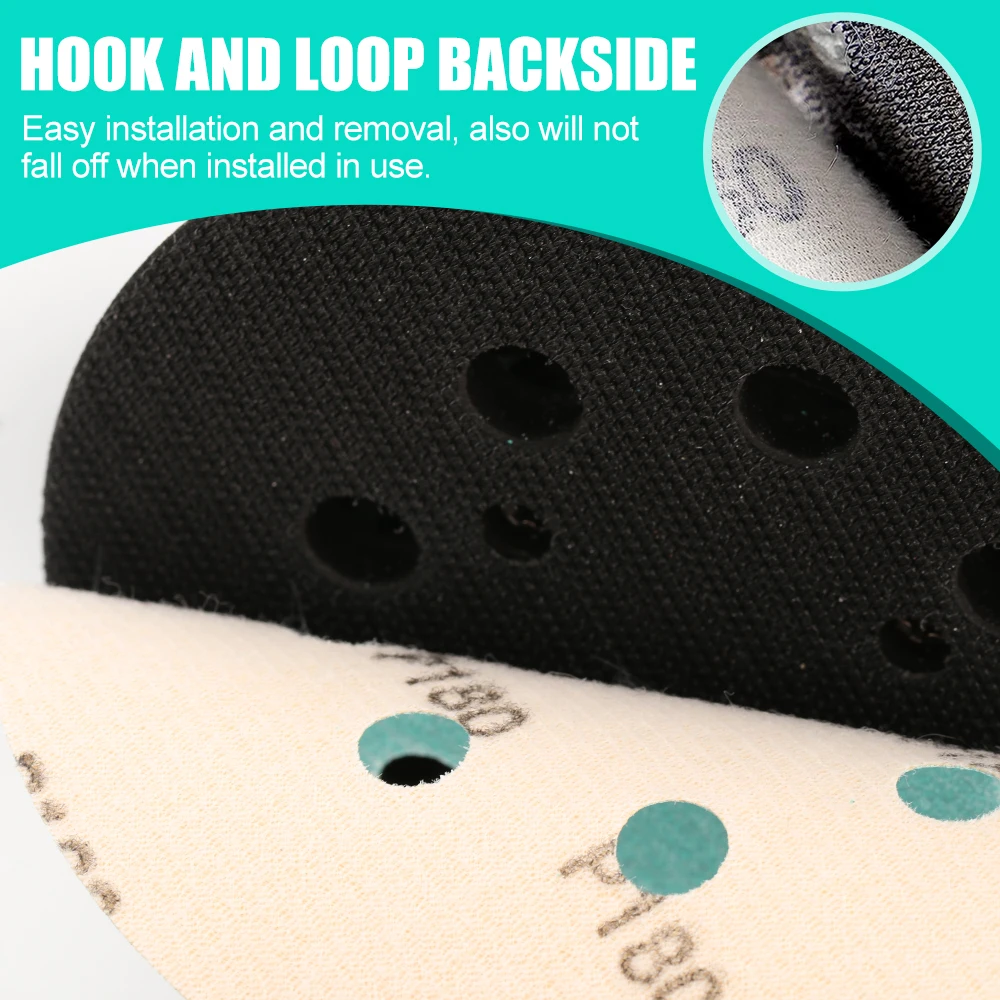 XCAN 5Inch Sandpaper Sanding Disc Pad Set Abrasive Polishing Pad 60-1000 Grit Sanding Paper 8-Hole Metal Abrasive Tool