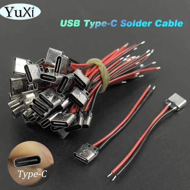 Gniazdo USB złącze żeńskie typu C 2Pin drut spawalniczy do telefonu DIY Port ładowania kabel do ładowarki części do naprawy adaptera kabel z wtyczką