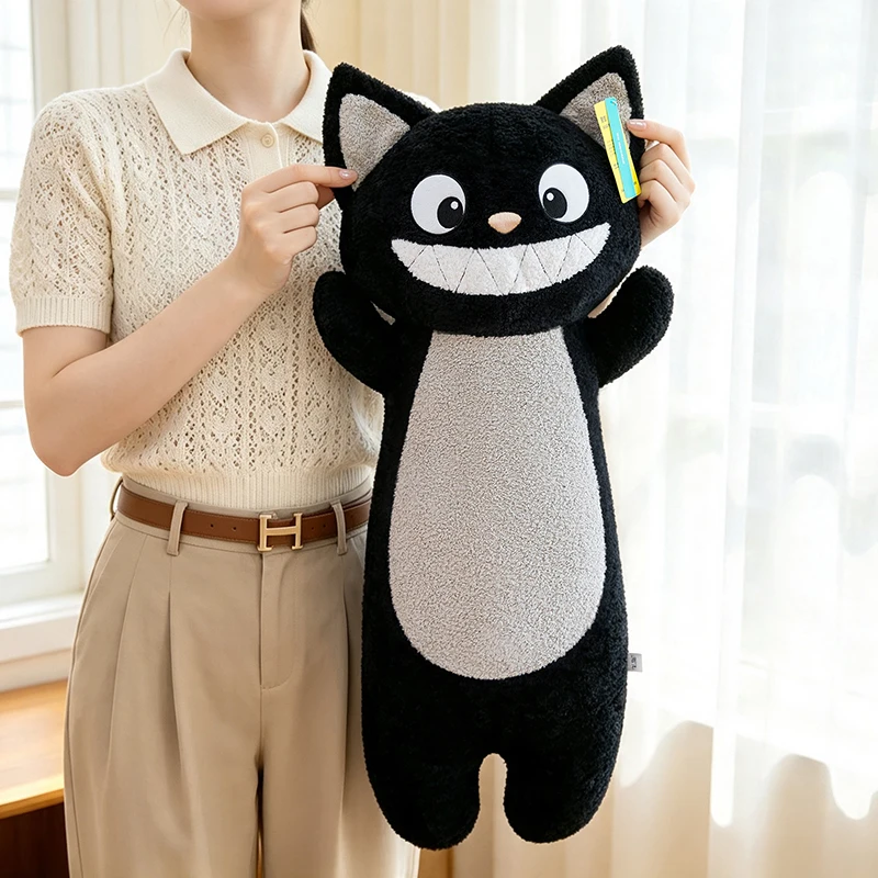 New Lovely Smiling Black Cat Stuffed Plush Doll Fluffy Cartoon Kitten Plushie Multiple Styles Soft Pillow Toy Birthday Gift
