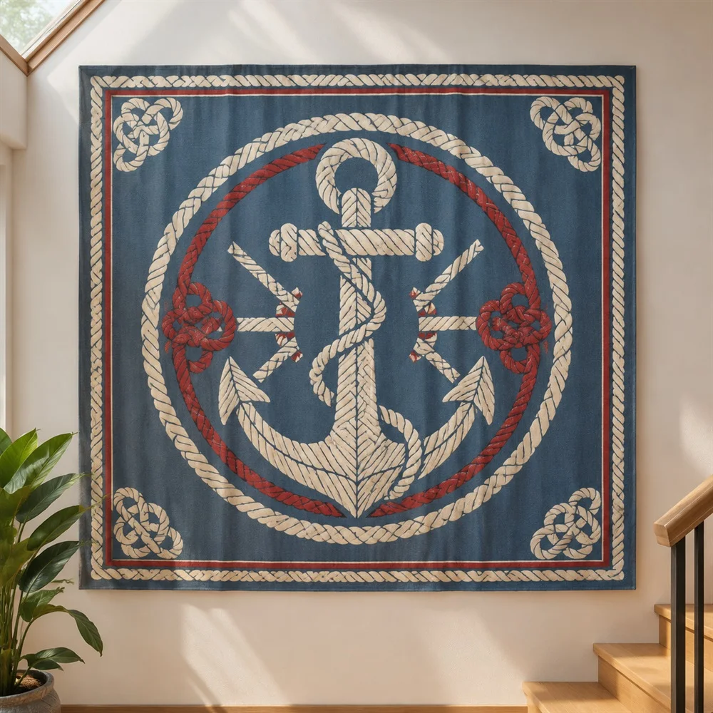 VIKAMA Macrame Rope Weave Tapestry Wall Hanging, Bohemian Aesthetic Room Decor Wall Art Tapestries for Bedroom Living Room