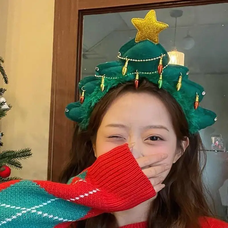 

N5KB Christmas Tree Headband Tree Hair Hoop Tree Hairband Photo Prop