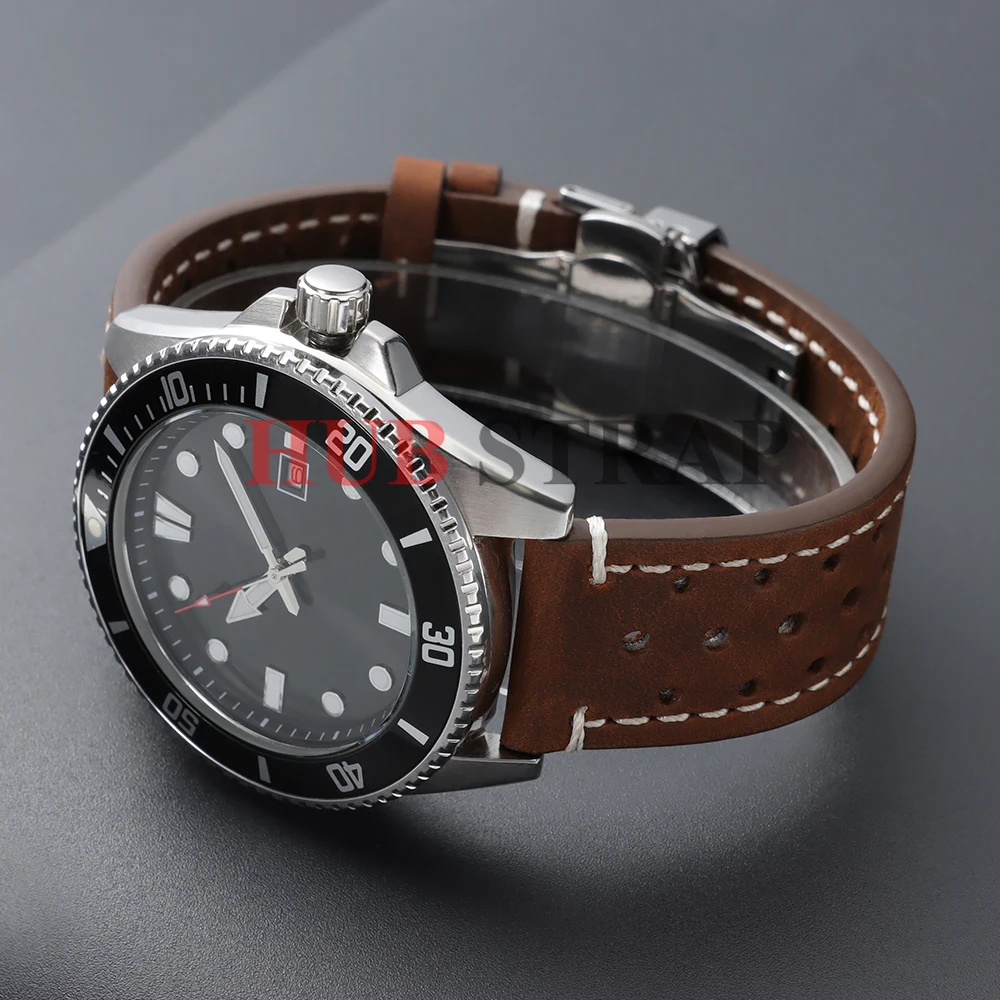 Breathable Porous Quick Release 18mm 19mm 20mm 21mm 22mm 24mm Vintage Racing Leather Watch Straps for Seiko for Rolex Watchbands image 4