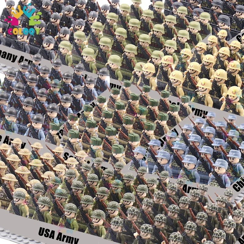 Kids Toys WW2 Military Army Building Blocks US Soviet China UK Soldiers Mini Action Figures Toys For Boys Christmas Gifts