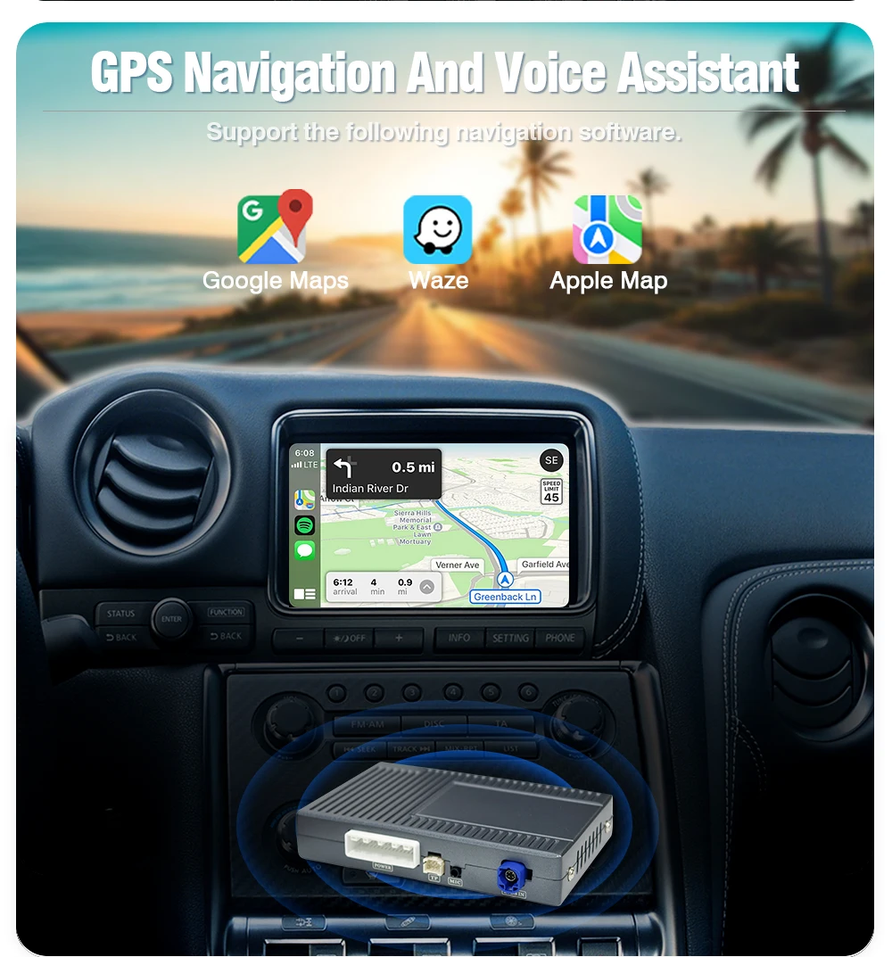 AUTOTOP Kabelloses CarPlay Nachrüst-Kit Decoder für Nissan Pathfinder Patrol GTR 370Z Quest 2013-2019 QX60 QX70 Android Auto GPS – Detail 7