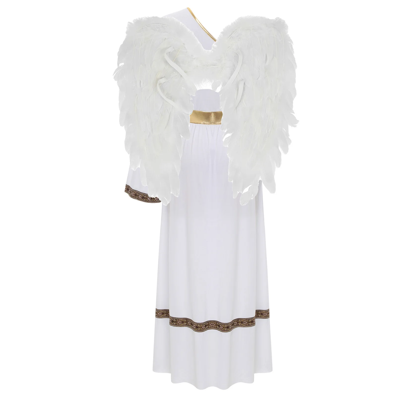 

Womens Ancient Greek Roman Tunic Dress with Wings One Shoulder Toga Dress And Angel Wing 2-piece Set for Halloween Cosplay Party