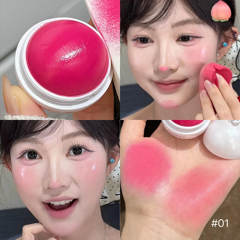 

QIBEST 3 Colors Dual-use Lip And Cheek Balm Blush Fruity Cheek Color Natural Rosy Flush Lipstick Portable Glow Makeup Eyeshadow