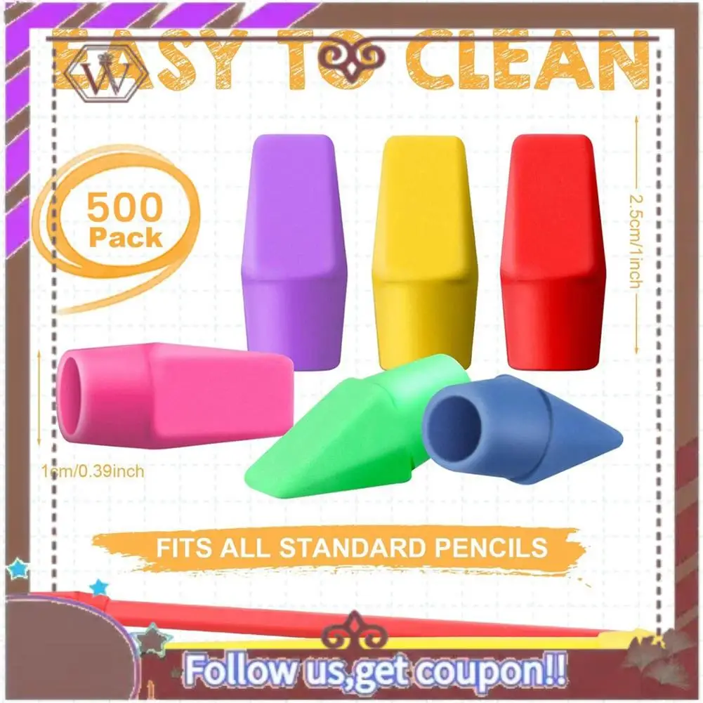 ABBG-500PCS Caps Pencil Erasers Chisel Shape Pencil Eraser Caps Erasers Latex Free Pencil Pencil Eraser Toppers