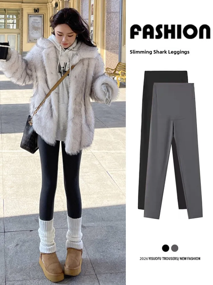 

Women's Fce Lined ark Bite Yoga Pants High Elastic Comfortable Skin Friendly No Slip Winter Thiened Velvet Trousers