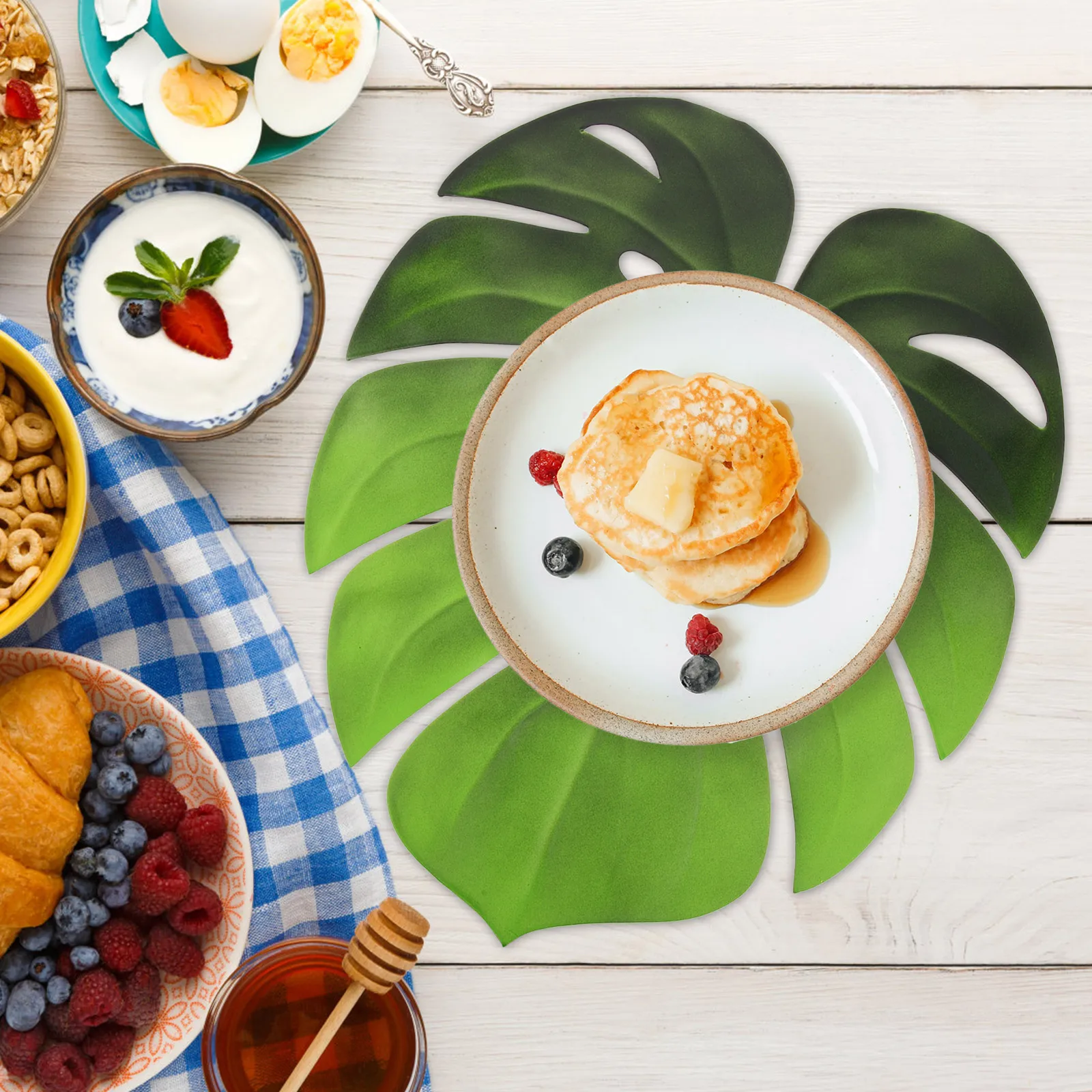 

6Pcs Insulated Placemats Simulated Leaf Shape Tableware Protection for Dining Table Decor Insulation Table Mat