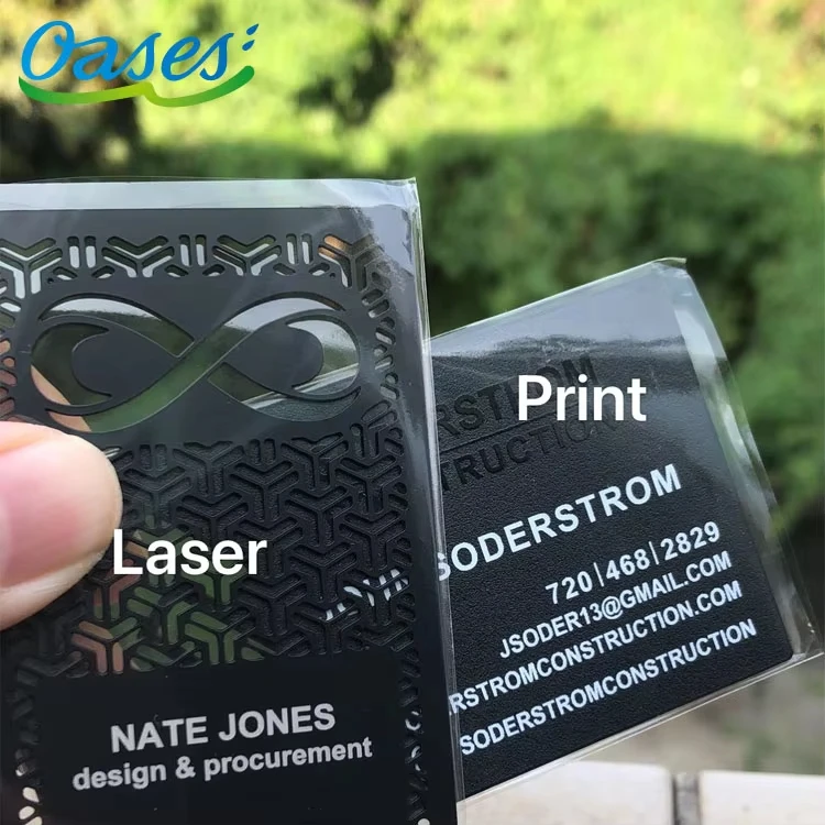 Customized query Affordable Personalized Brand Logo and Information Laser Engraving 0.8mm Matte Black Electroplated NFC Metal Bu