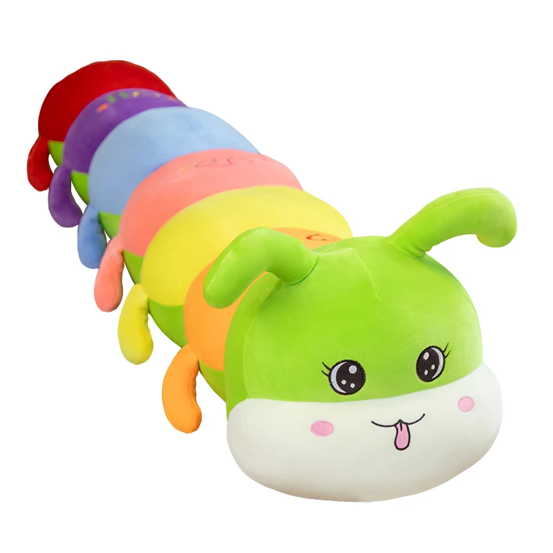 70-130cm Lovely Soft Colorful Caterpillar Plush Long Pillow Kids Children Stuffed Plush Toys Worm Soft Plush Doll Birthday Gift