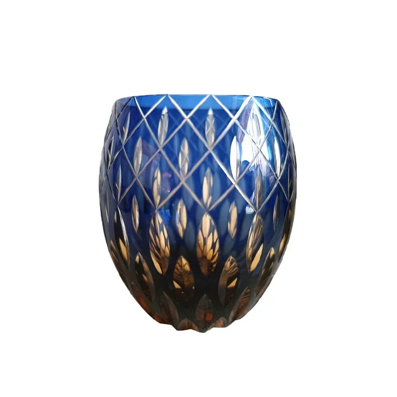 Exquisite hand-carved grinding Japanese Japanese-style cutting cup, high-end crystal cup, high-value household water cup