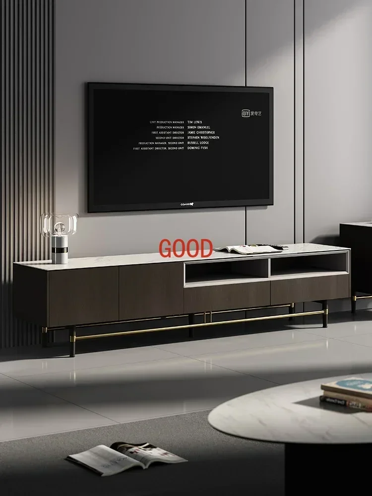 

Composite rock panel TV cabinet, coffee table, minimalist living room, high-end smoky set