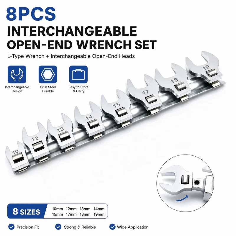 3/8 Zoll Mutter Crowfoot Wrench Set Hornschlüsselkopf Vierkantkopf Hardware Tool Wrench 8-teiliges Set kaiserlicher Bullhornschlüssel