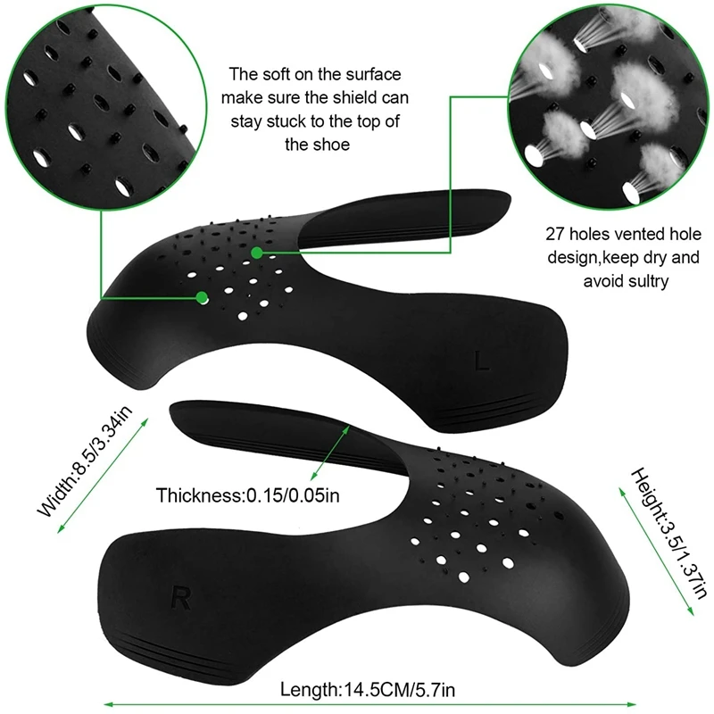 2 Pcs Crease Protector Shoe Anti Crease Bending Crack Toe Cap Support Shoe Stretcher Lightweight Keeping Shield Sneakers