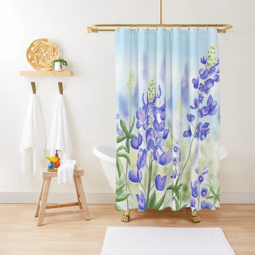 

Bluebonnet Shower Curtain Window Toilet Accessories Bathroom Set For Bathroom Luxury Bathroom Curtain