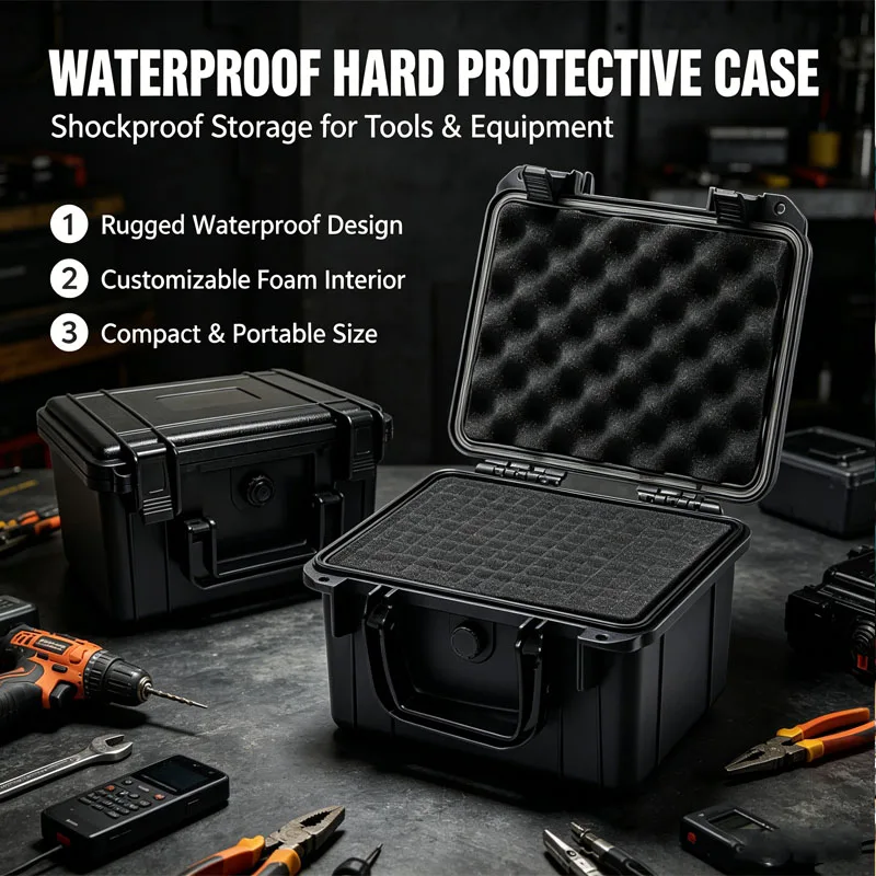

Durable Waterproof Hard Case Universal Hardware Toolbox Organizer With Pre Cut Foam For Drone Camera Equipment Storage Box