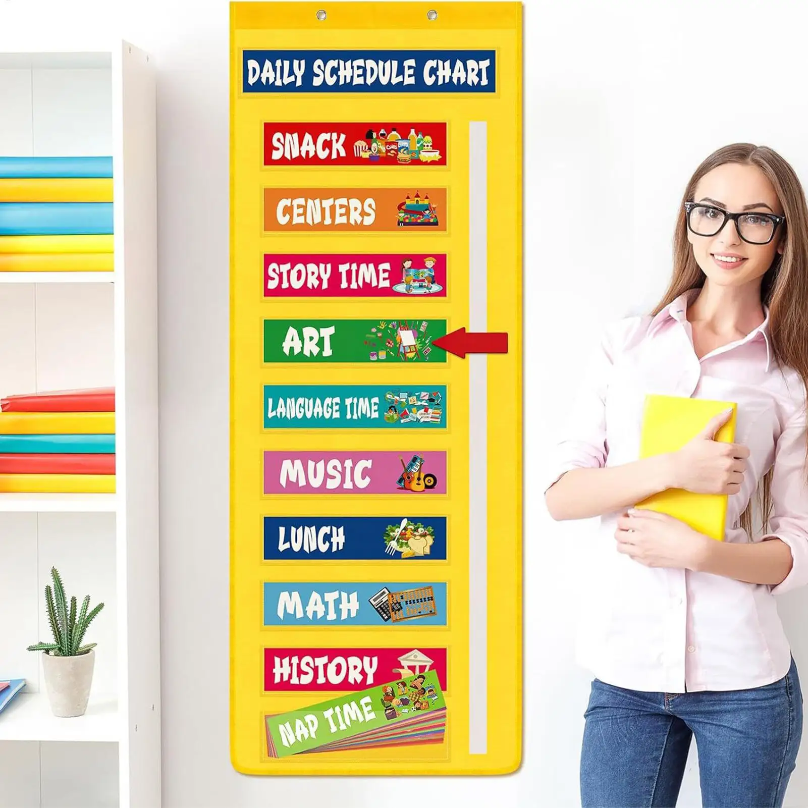 教室スケジュール ポケット チャート ビジュアル キッズ デイリー スケジュール カレンダー ビジュアル ティーチング ツール 学習用カレンダー オーガナイゼーション