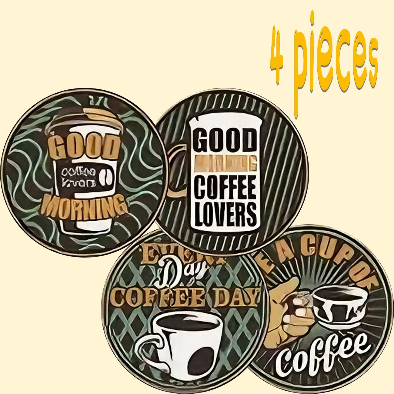 4-piece set - wooden placemat, anti slip and heat-resistant, desktop protection, dining table decoration, restaurant gift