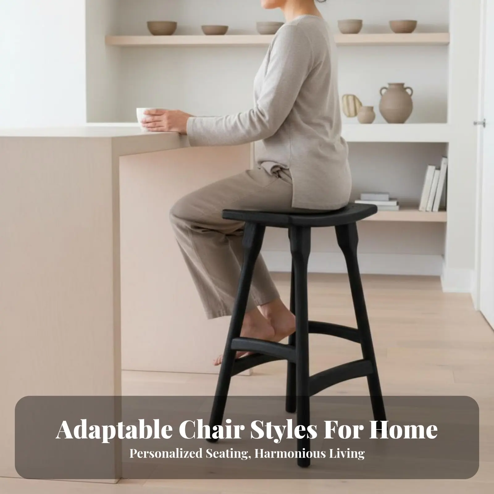 

Барный стул с усиленной задней опорой, в японском минималистичном стиле, высокий, с противоскользящим покрытием, для взрослых.