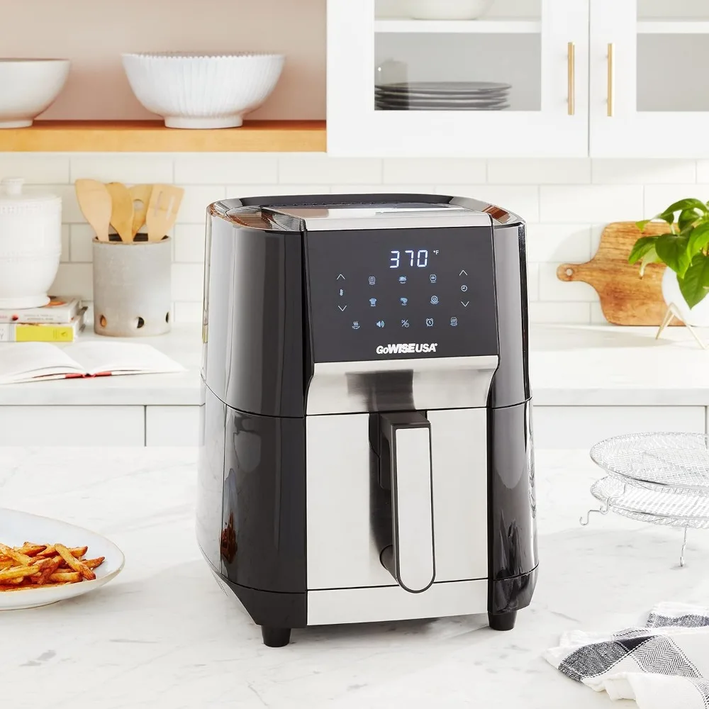 7Quart Air Fryer & Dehydrator with Ergonomic Touchscreen Display with Stackable Dehydrating Racks with Preheat & Broil Functions