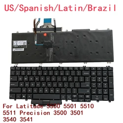 New US Spanish Latin Brazil Laptop Backlit Keyboard For Dell Latitude 5500 5501 5510 5511 Precision 3500 3501 3540 3541 0XPYPV