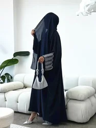 Eleganckie frezowanie abaja damski sweter długa suknia Ramadan maroko dubaj abaje Kaftan islam Eid muzułmańskie Vestidos Jalabiya sukienki