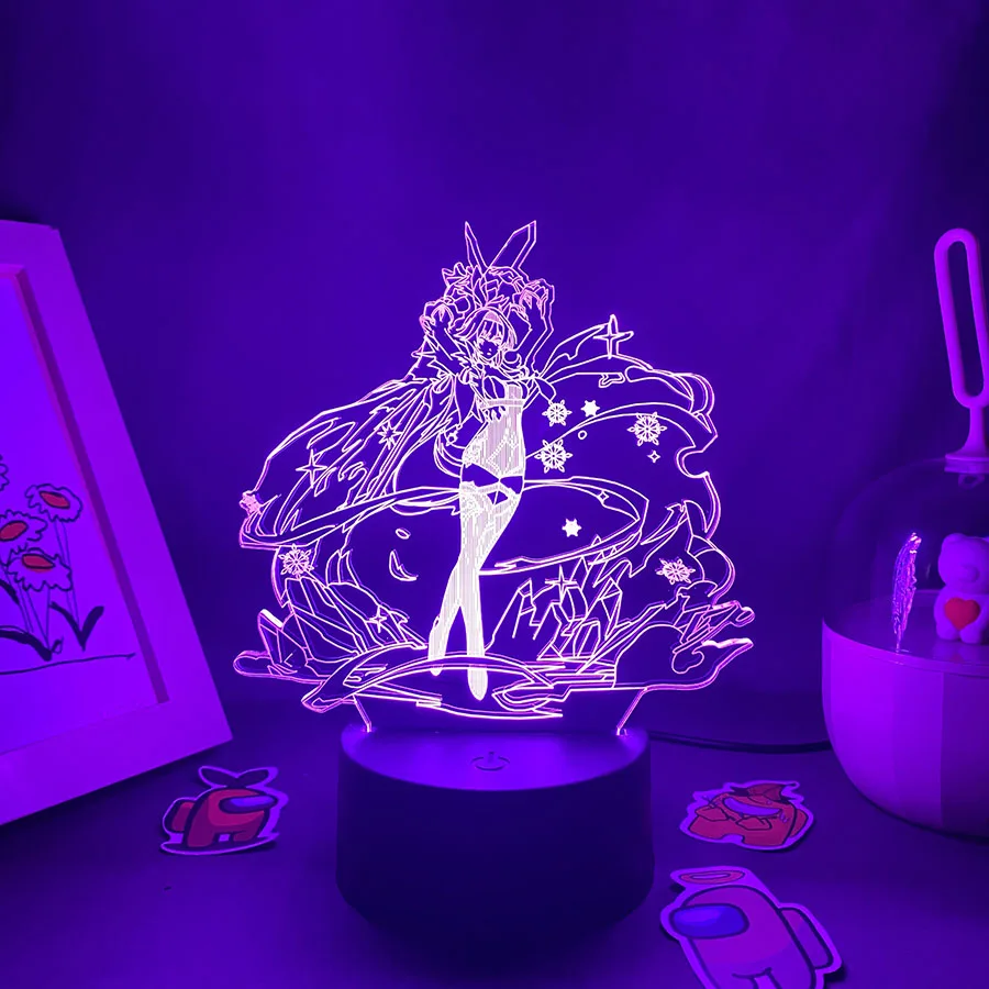 Genshin Impact Game Figure Eula 3D Night Light Birthday Gifts For Friends Gaming Room Table Decor Manga Eula Led Neon Lava Lamps