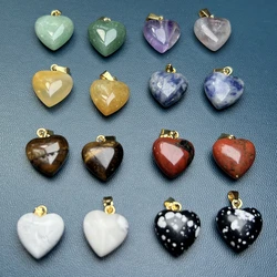 Natural Stone Heart Pendants Stainless Steel Gemstone Love Charms Jewelry Making For Women Fashion Necklace