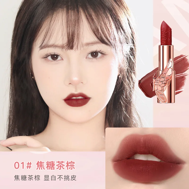 Butterfly Dance Velvet Two-Color Lipstick Kit Waterproof Easy to Color Matte Plain Face White Good-looking Makeup