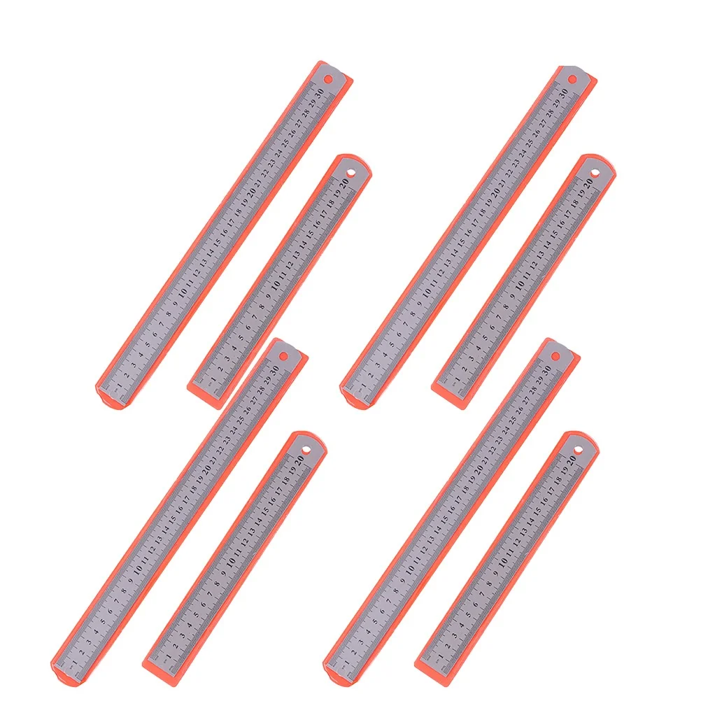 8PCS Edelstahl Gerade Lineal Doppelseitiges Messlineal Briefpapier für Nähen Messung Schule