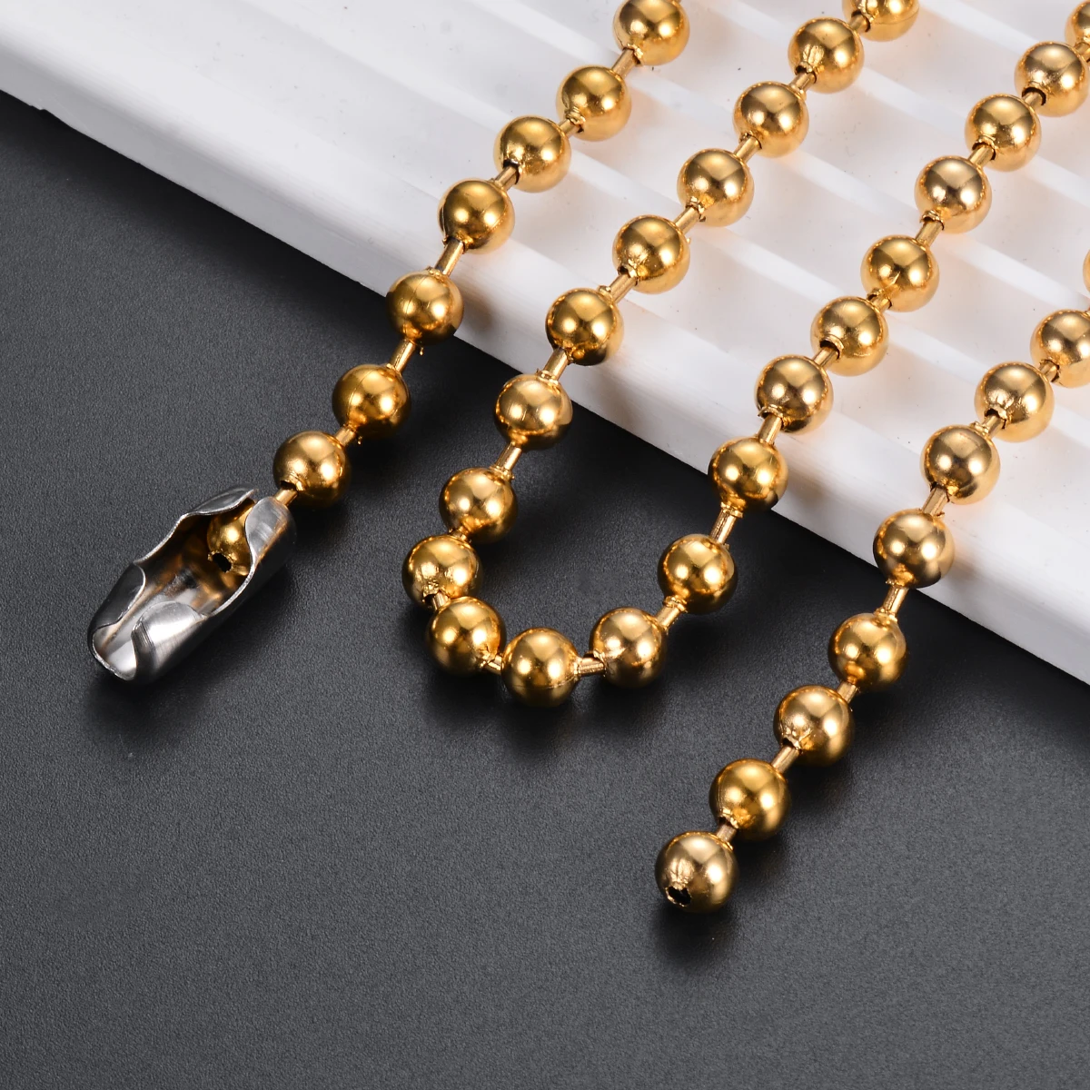 1 قطعة واسعة 1.2-6 مللي متر الذهب 18 كيلو مطلي الفولاذ المقاوم للصدأ الكرة سلسلة قلادة ل قلادة أو الكلب العلامات سلاسل صنع المجوهرات دروبشيبينغ