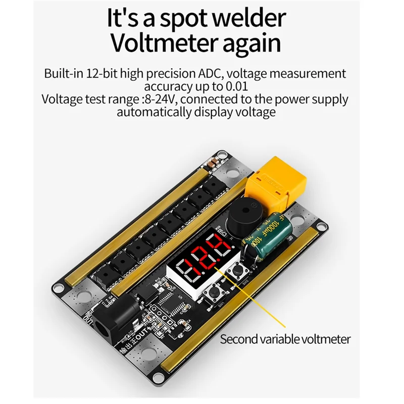 GX591 8-24V Spot Welder DIY Kit+Case 99 Gears Power Adjustable Spots Welding Machine Control Board for Welding 18650