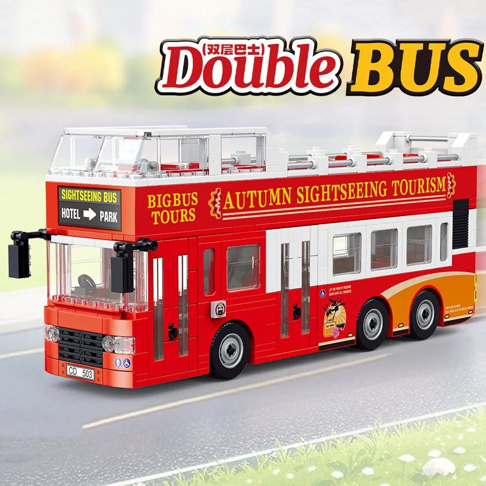 IDea City Vehicle Building Block Classic Routemaster Outdoor Double Decker Bus Model Sets Construction Brick Toys For Gift