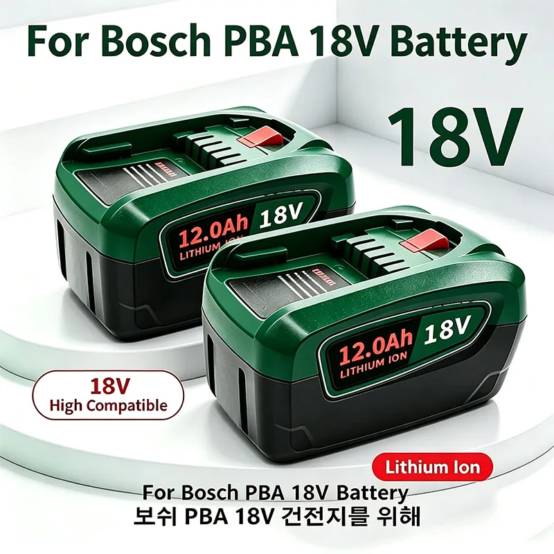 12000mAh For Bosch PBA Rechargeable Battery 18V For Bosch Power Tools AL1880CV AL1810CV AL18815CV AL1830CV Replacement Battery