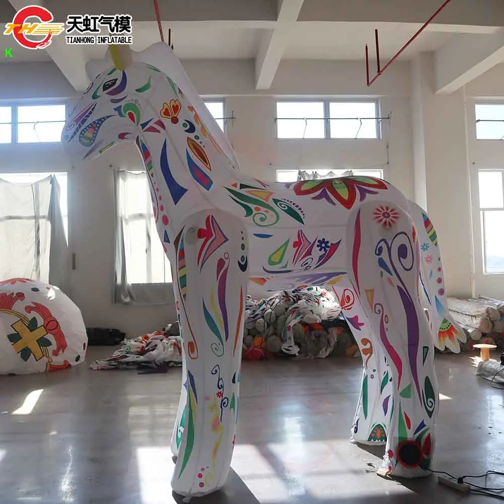 Envío rápido, modelo de caballo inflable gigante de lujo, globo de tierra de animales para explotar al aire libre para publicidad de decoración