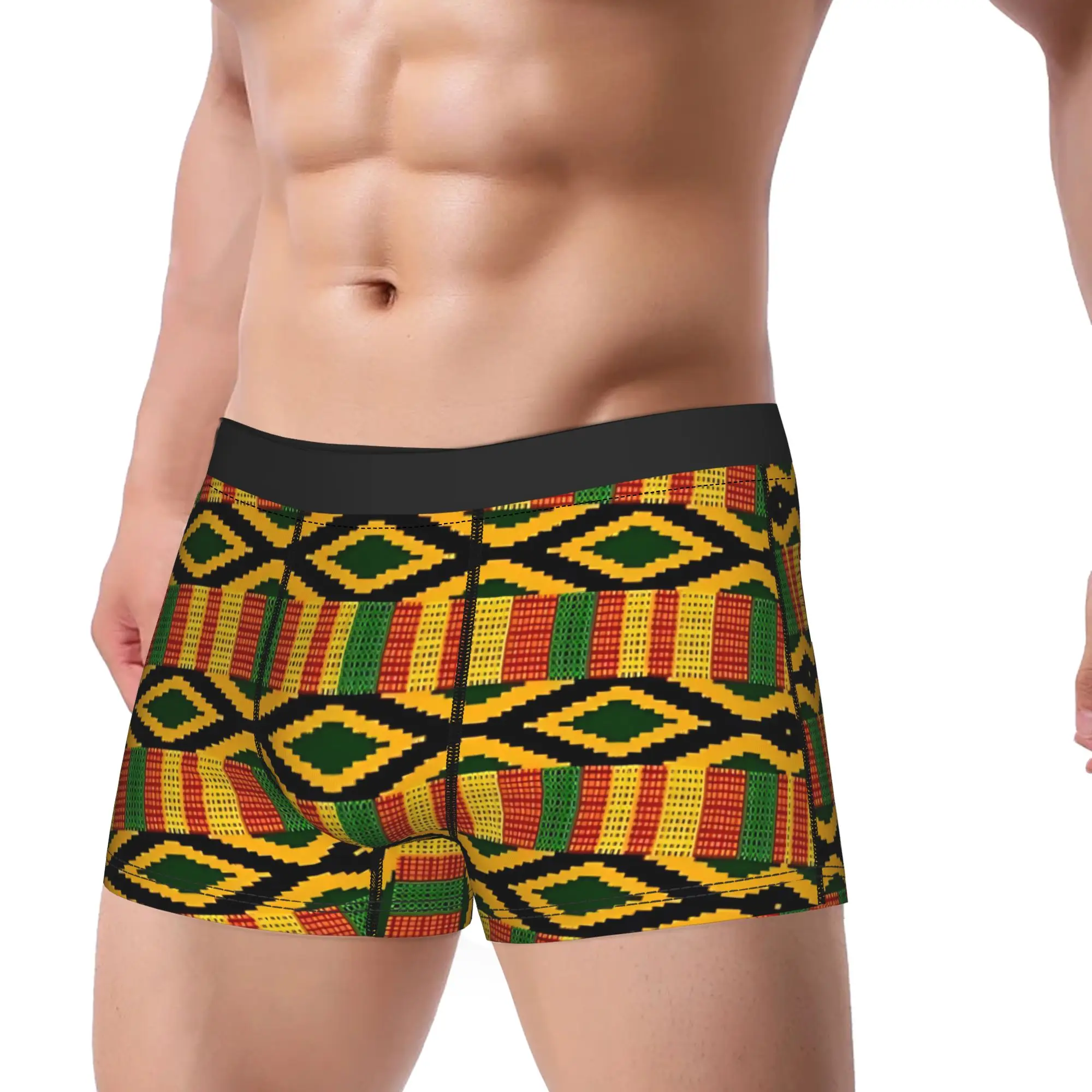 African Pattern Authentic Kente Cloth Underwear Men Panties Printing Comfortable Boxershorts High Quality Boxer Brief Plus Size