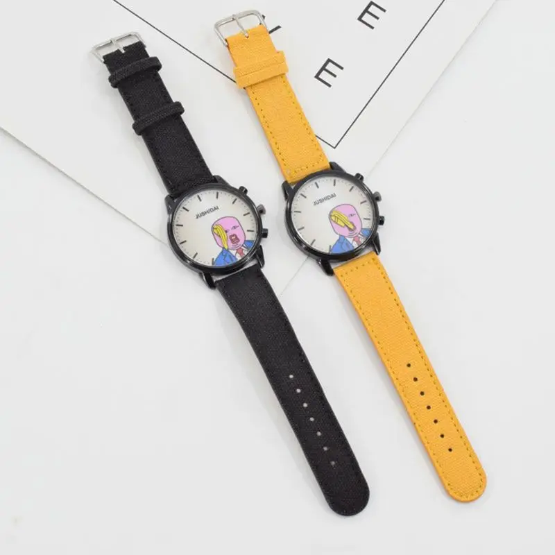 Novelty Mens Watch Fashion for Creative People Face Watches Hair Yellow Watch Strap for Men Women