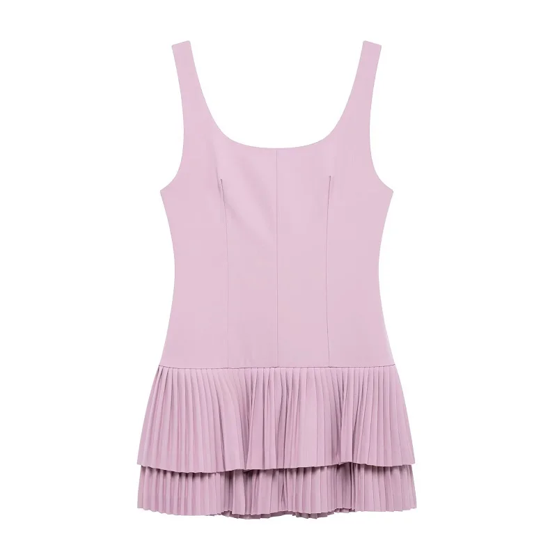MUJER 2025 Pleated Mini Dress Women Jumpsuit Backless Short Dresses for Women Straps Playsuit Dress Woman Party Women's Dress image 2