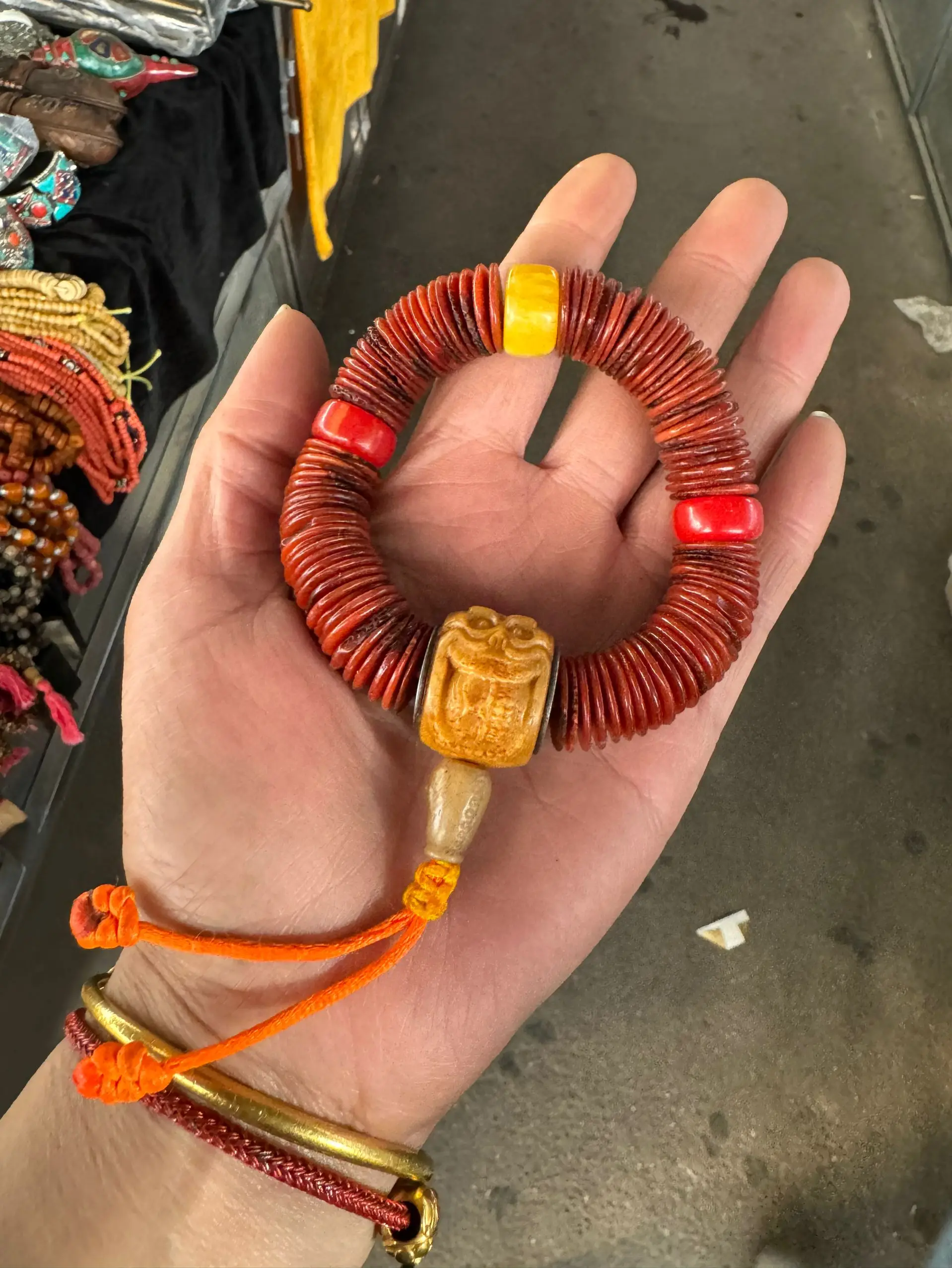 Natural Yak Bone Piece Bead Bracelet 108 Buddha Beads Bracelet Tibetan Style