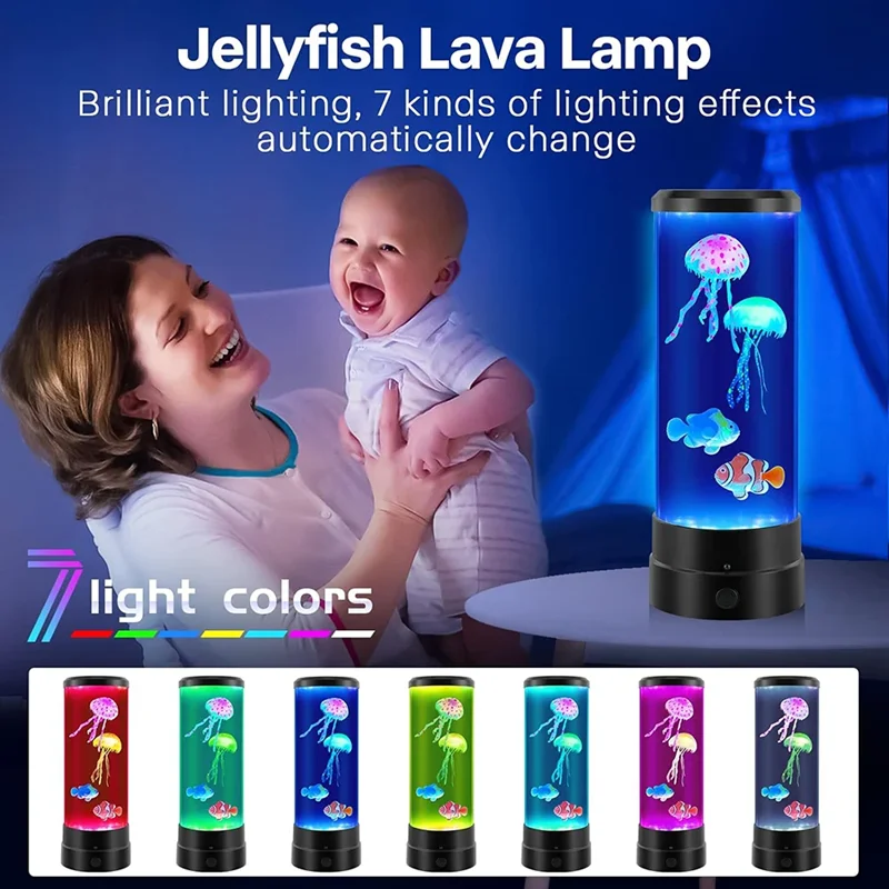 LED Jellyfish Fish Lamp Ambient Night Light Remote Control Color Changing Decorative Lights AquariumFor Children Birthday Gift