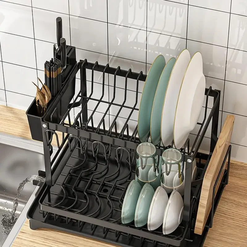 

Kitchen Dish Rack Carbon Steel Dish Drainer Tray Multipurpose Dishes And Utensils Drainer Rack For Kitchen And Countertop