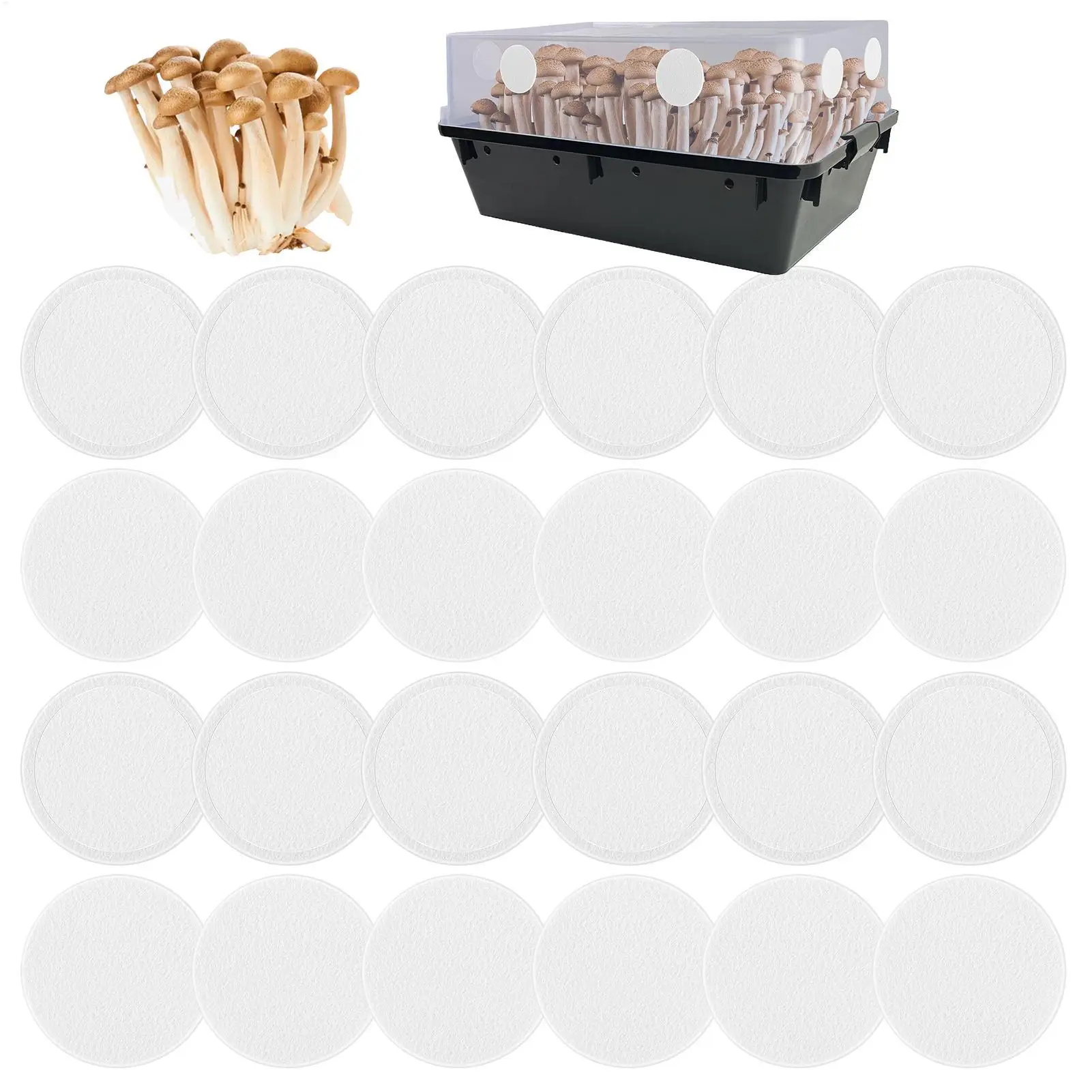 24PCS Mushroom Filter Discs Mushroom Adhesive Filter Discs Cotton Pad Screen for Humidity Retention Moisture Preservation Indoor