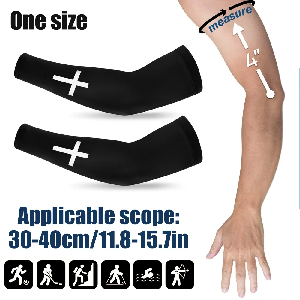 1 Paar UV-Kühl-Kompressionsarmstulpen mit christlichem Kreuz-Design, atmungsaktive Sport-Armstulpen für Jugendfußball, Baseball – Detail 2